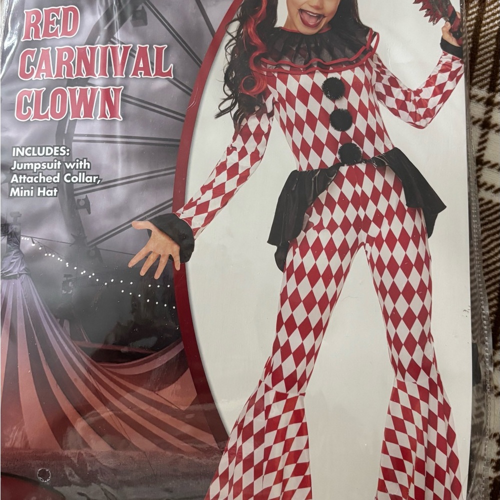 Red Carnival Clown Kids Costume 12/14 - Picture 1 of 1